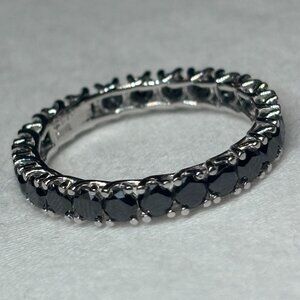 1.70CT Black Diamond Eternity Band 18K White Gold Natural Diamonds Stacking Ring